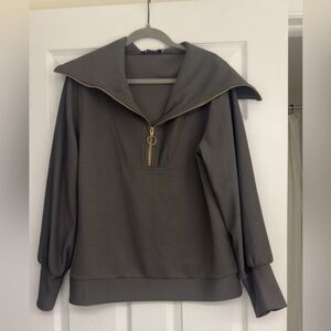 Women’s brown Zip Cowl Neck Sweater